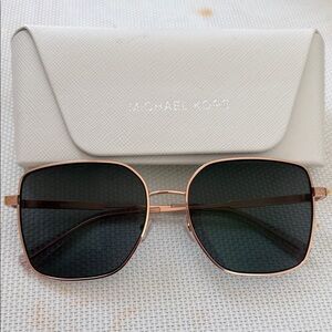 Michael Kors Rose Gold Square Sunglasses with Black Lenses
